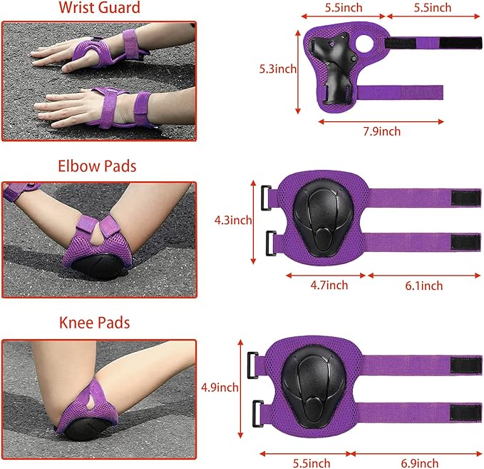 Kids Bike Helmet Set Adjustable for Children, Boys, Girls and Teenagers Aged 3-8 Years Includes Elbow, Knee, Wrist Guards Children's Helmet Protection Set for Bikes SkateboardsRollerskates-CubbioJoy