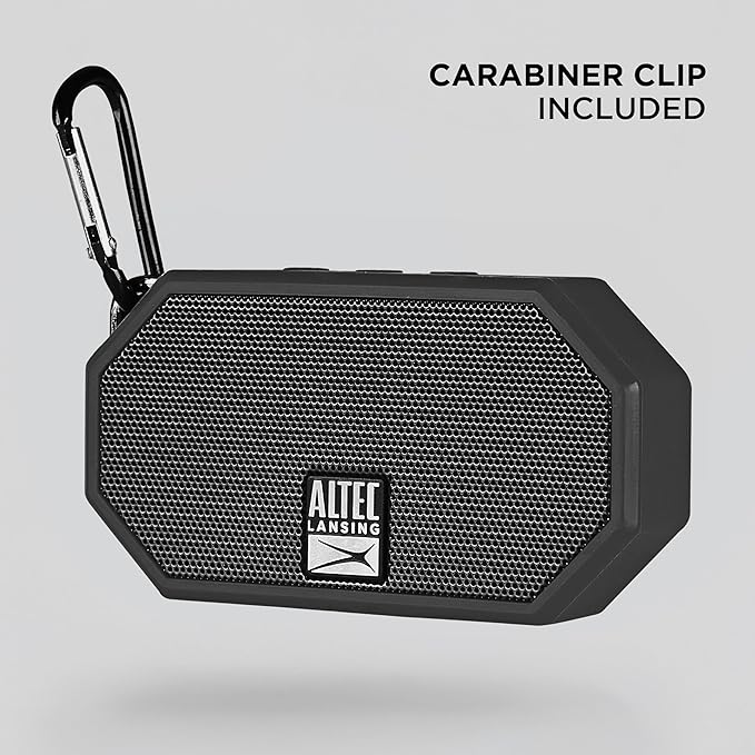 Altec Lansing Mini H2O - Waterproof Bluetooth Speaker, IP67 Certified & Floats in Water, Compact & Portable Speaker for Hiking, Camping, Pool, and Beach,Black-CubbioJoy