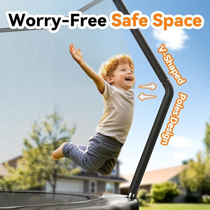 BCAN 8FT 10FT 12FT 14FT 15FT 16FT Recreational Trampoline with Enclosure for Kids Adults, ASTM Approved, Outdoor Trampolines with Ladder for Kids-CubbioJoy