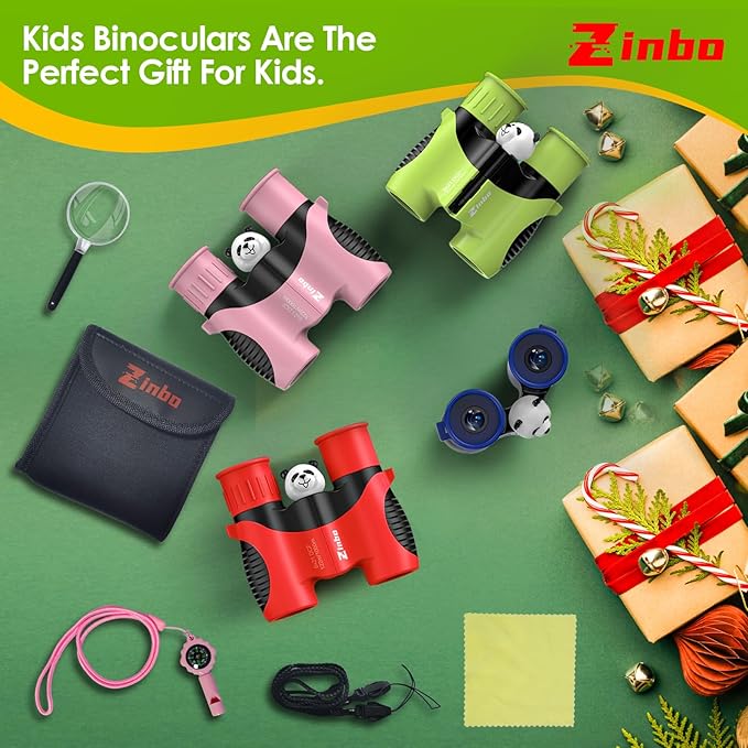 Binoculars for Kids, Toys for 3-12 Year Old Girls and Boys, Bird Watching Hiking 4 5 6 7 8 9 Year Old Girl Boy Christmas Birthday Gifts, Outdoor Toys for Kid Set with Magnifying Glass & Compass-CubbioJoy