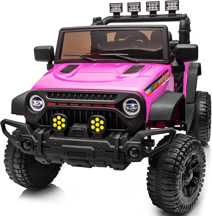 4WD Kids Ride on Car Truck, 12V 7Ah Kids Electric Vehicles Car Ride on Toy for Toddlers w/Remote Control - Pink-CubbioJoy