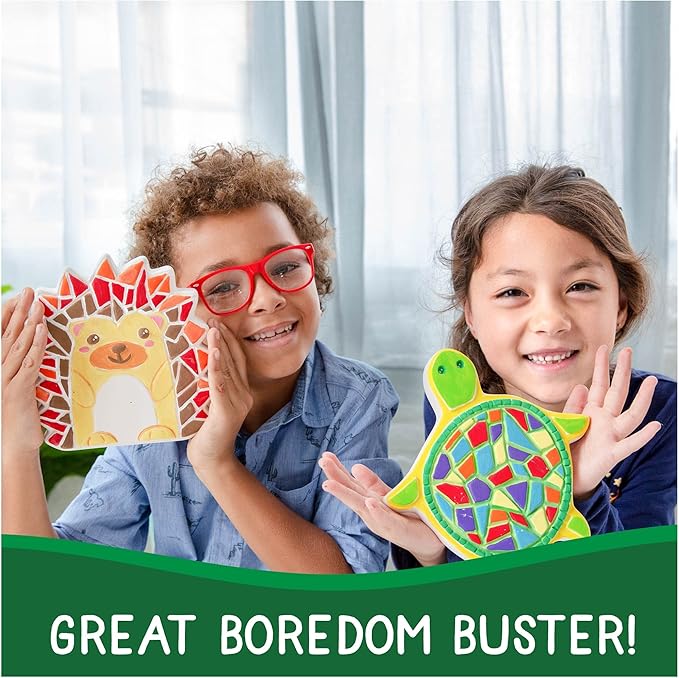 Creative Roots Mosaic Turtle DIY Stepping Stone Kit, Includes Ceramic Stone & 6 Vibrant Paints for Kids Ages 8+-CubbioJoy