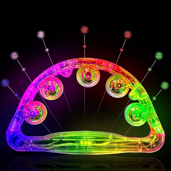 Aywewii LED Tambourine for Kids & Adults, Light Up Toys Handheld Musical Flashing Tamborine with 3 Modes, Sensory Toys Autism Toys for Birthday, Christmas, Concerts & Party-CubbioJoy