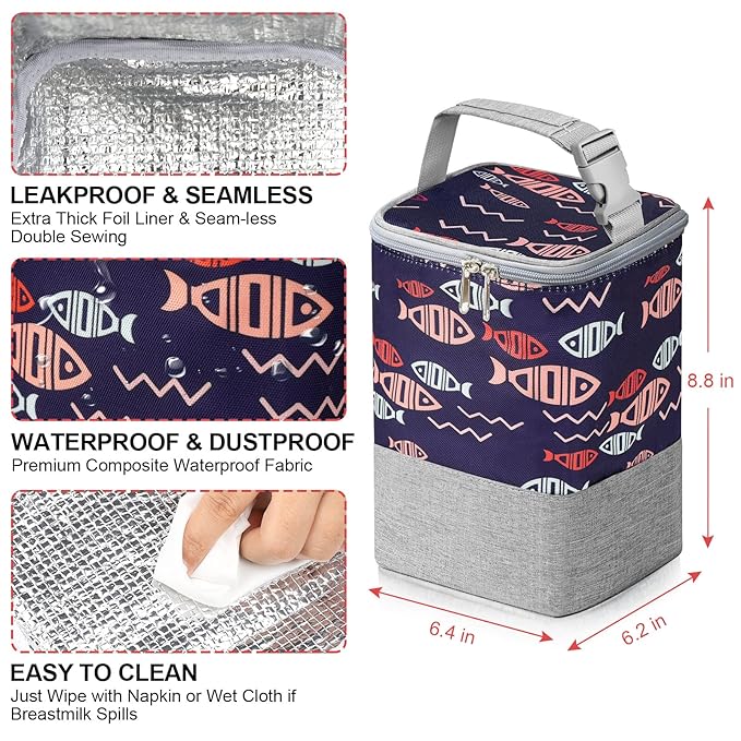 Accmor Breastmilk Cooler Bag, Baby Bottle Cooler Bags, Insulated Bottle Cooler Tote Bags On The Go, Fits 4 Large 8oz Bottles, for Nursing Mom Daycare Travel-CubbioJoy