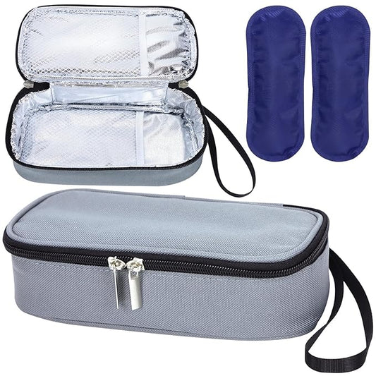 Breastmilk Cooler Bag with Ice Pack, Portable Insulated Breast Milk Storage Cooler Bag, Small Stylish Breastmilk Storage Bag Cooler with Wrist Strap (Grey)-CubbioJoy