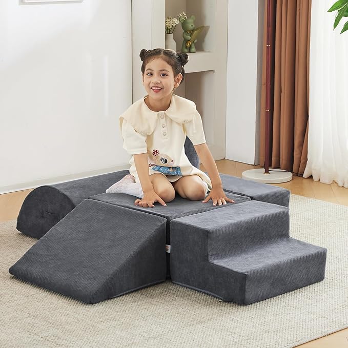 Jela Foam Blocks 6Pcs Soft Play Equipment Luxury Corduroy Fabric, Toddler Climbing Toys Indoor Soft Play for Toddlers-CubbioJoy