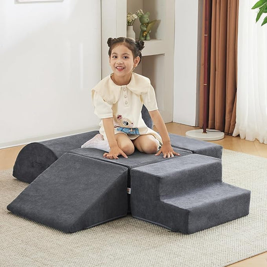 Jela Foam Blocks 6Pcs Soft Play Equipment Luxury Corduroy Fabric, Toddler Climbing Toys Indoor Soft Play for Toddlers-CubbioJoy