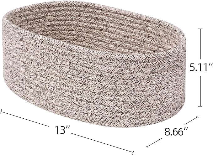 Cute Shelf Basket to Store and Organize Household Items/Baskets&Bins for Daily Storage &Organizing/Woven Rope Basket for Living Room, Playroom/Small Oval-13x8.66x5.11’’,3 Packs Light Brown-CubbioJoy