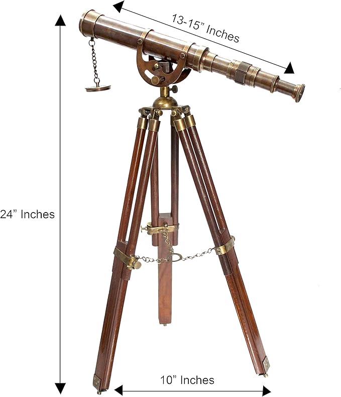 Decorative Brass Harbor Master Spyglass Telescope on Tripod – Vintage Maritime Nautical Scope for Table Office Home Decor & Collectible Navigation Gift-CubbioJoy