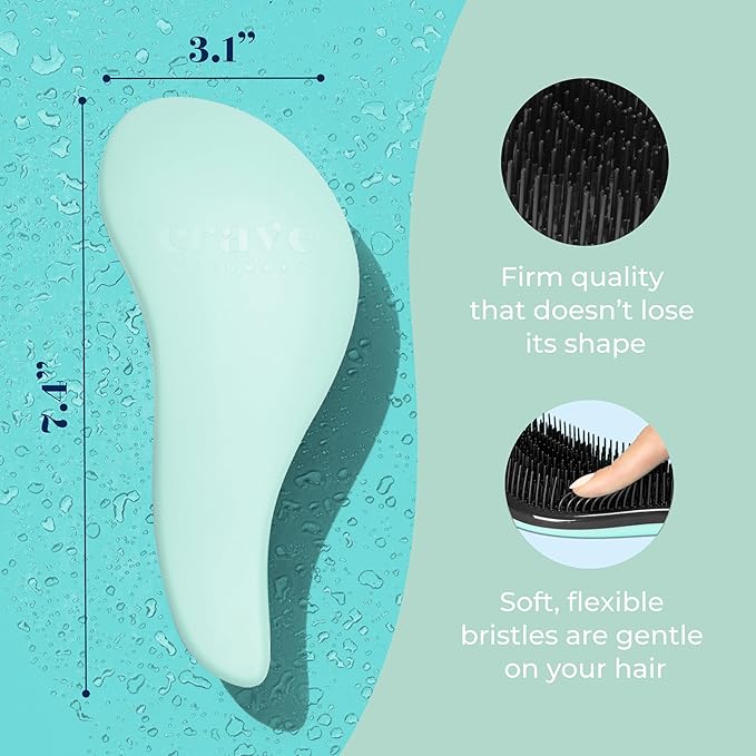 Crave Naturals Glide Thru Detangling Brush for Natural, Curly, Straight, Wet or Dry Hair - Gentle Detangler Styling Tool for Adults, Kids, Toddlers and Little Girls - 7.5 x 3 in, Turquoise-CubbioJoy