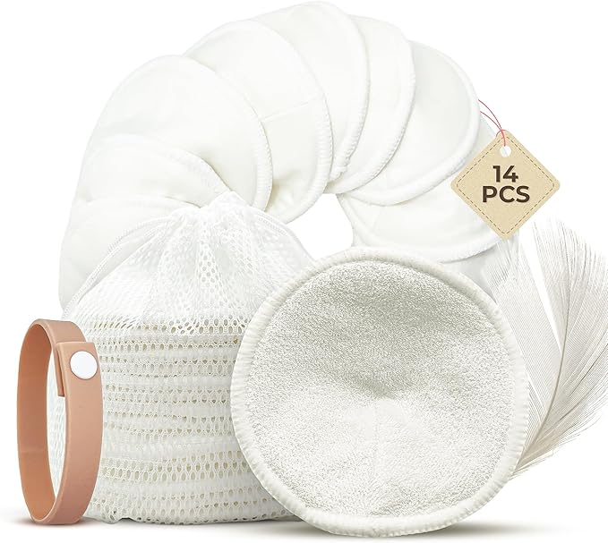 Comfort Shells® Reusable Nursing Pads – 14 Pack Ultra Soft Breast Pads + Laundry Bag + Nursing Clip Bracelet – Washable, Hypoallergenic – Absorbs Breast Milk Leaks-CubbioJoy