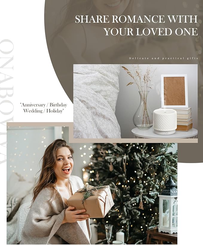 Ceramic Essential Oil Diffuser 280ml- Aromatherapy Diffuser with Ultrasonic Cool Mist Humidifier, Night Light, Timer, Auto Shut-Off, Large Room Aroma Diffuser for Home, Bedroom, Office, Yoga-CubbioJoy