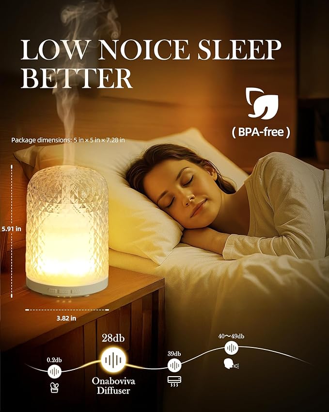 Aromatherapy Diffuser – Ultrasonic Essential Oil Diffuser, Health Night Light, Timer & Auto Shut-Off, BPA-Free, 120ml Diffusers for Home, Office, or Spa-CubbioJoy