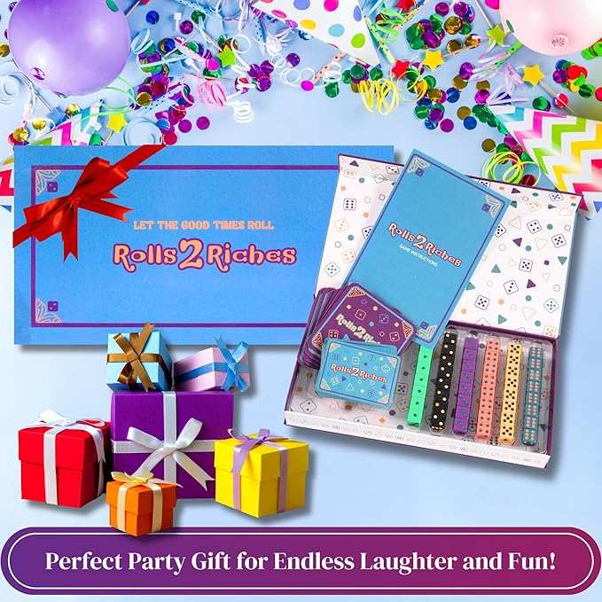 Award-Winning Board Game for Families – Rolls 2 Riches | Fast-Paced Dice, Card & Strategy Game for Kids & Adults | Perfect for Parties, Travel, Camping, Game Nights & Outdoor Summer Fun-CubbioJoy