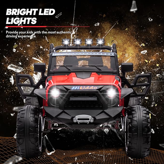 24V 9Ah Ride on Toy for Big Kids, 4x4 2 Seater Ride on Car Truck w/Remote Control, 4x200W Motors - Bright Red-CubbioJoy