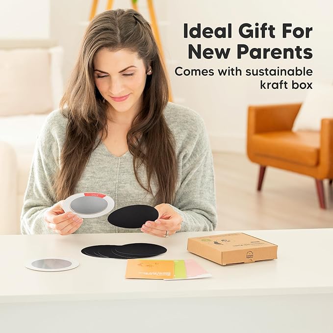 2-Pack Round Inkless Baby Hand and Footprint Kit - Mess Free Ink Pad for Newborn Keepsake, Dog Nose & Paw Print Kit, Clean Touch Ink Pad for Baby Hand & Footprints, Ideal New Mom Gifts (Silver)-CubbioJoy