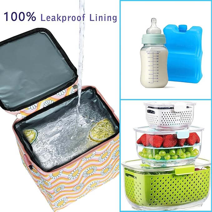 Breastmilk Cooler Bag with Ice Pack Fits 4 Baby Bottles Up to 9 Ounce Insulated Baby Bottle Bag Breast Milk Cooler on The Go with Strap Baby Bottle Cooler Bag for Nursing Mom Daycare or Travel-CubbioJoy