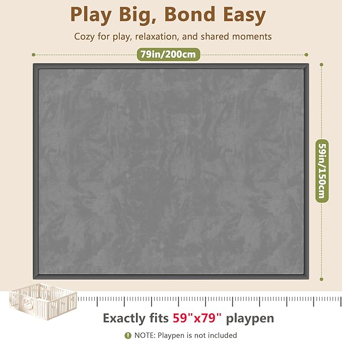 Baby Play Mat for Floor, 1.3'' Thick Memory Foam Tummy Time Mat - Super Soft Coral Velvet Nursery Rug with Non-Slip Backing, Crawling Rug for Toddlers/Infants, Yoga & Tatami Use, 59''x79''-CubbioJoy