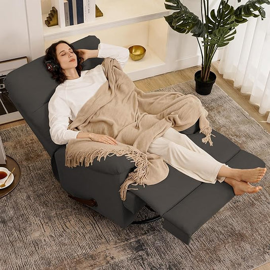 Dark Grey Glider Rocker Recliner,Swivel Rocking Recliner Chair,Glider Rocking Chair,Reclining Sofa Rocking Chair Nursery,23 Inches Deep Seat & 27 inches High Back,for Living Room-CubbioJoy