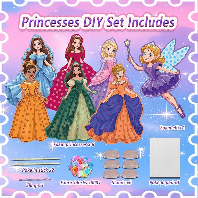 JRD&BS WINL Poke in Fun Art Kit for Kids Toys Age 3-12 Year Old 3D Creative Princesses for Girls Birthday Gifts for 3 4 5 6 7 8 9…… Year Old Boy DIY Craft Art Kit for Teens Beginner Kids-CubbioJoy
