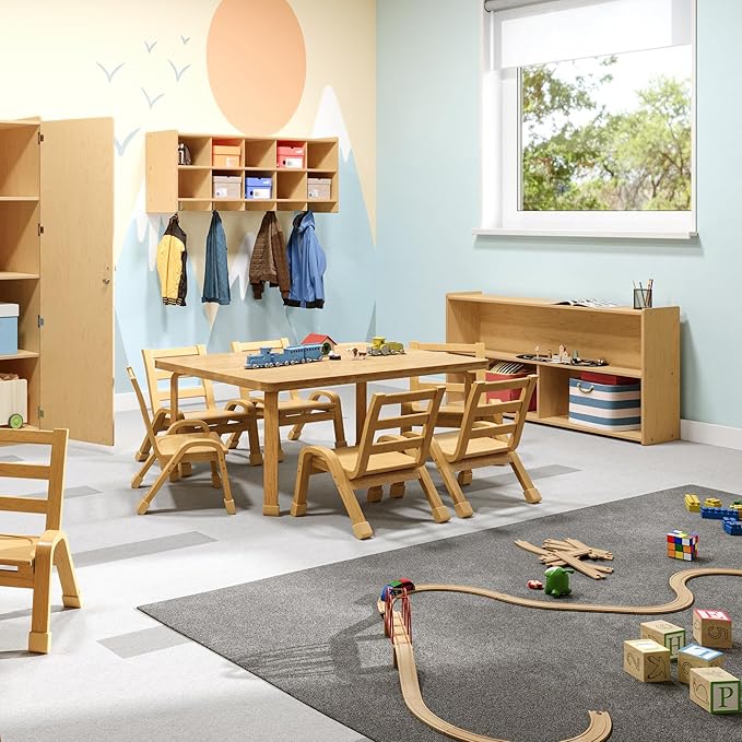 Angeles Value Line Preschool 2-Shelf Storage, Classroom Organization, Cubbies for Daycare, Assembly Required, 48" L x 12" W x 27" H-CubbioJoy