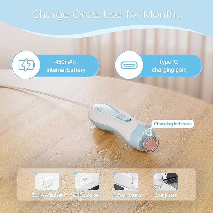 Baby Nail Trimmer Electric, 15 in 1 Baby Nail Clippers for Gentle Nail Care, Rechargeable Baby Nail File Electric with Light &15 Grinding Pads for Infant Toddler, Blue-CubbioJoy