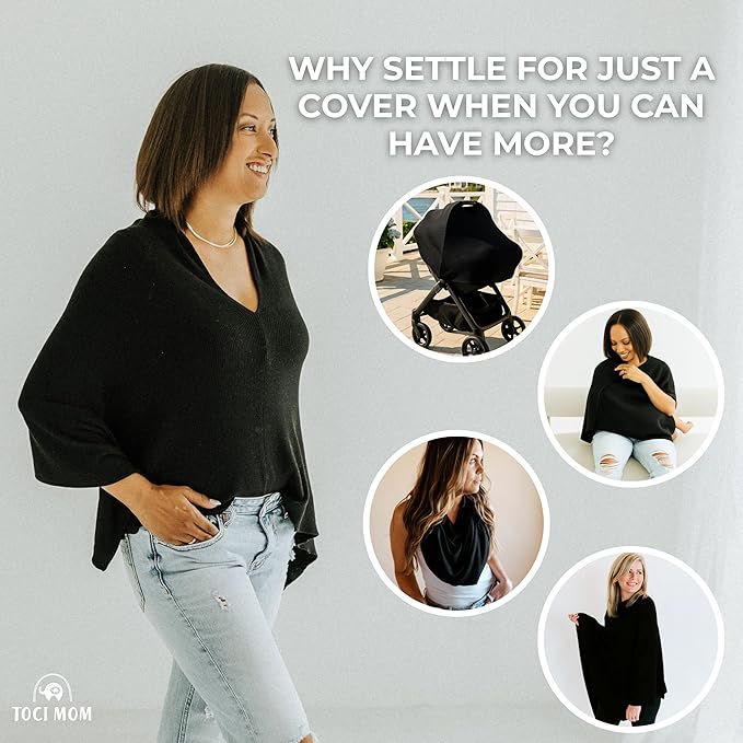 Breathable Nursing Cover Poncho – Stylish Multi-Use Breastfeeding Scarf, Car Seat Cover & Baby Blanket for Modern Moms-CubbioJoy