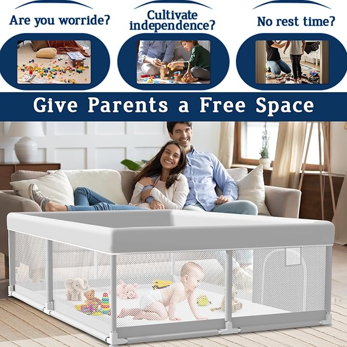 Baby Playpen 65×50Inch, Playpen for Babies and Toddlers, Play Pen Pin Indoor Outdoor Baby Play Fence-CubbioJoy