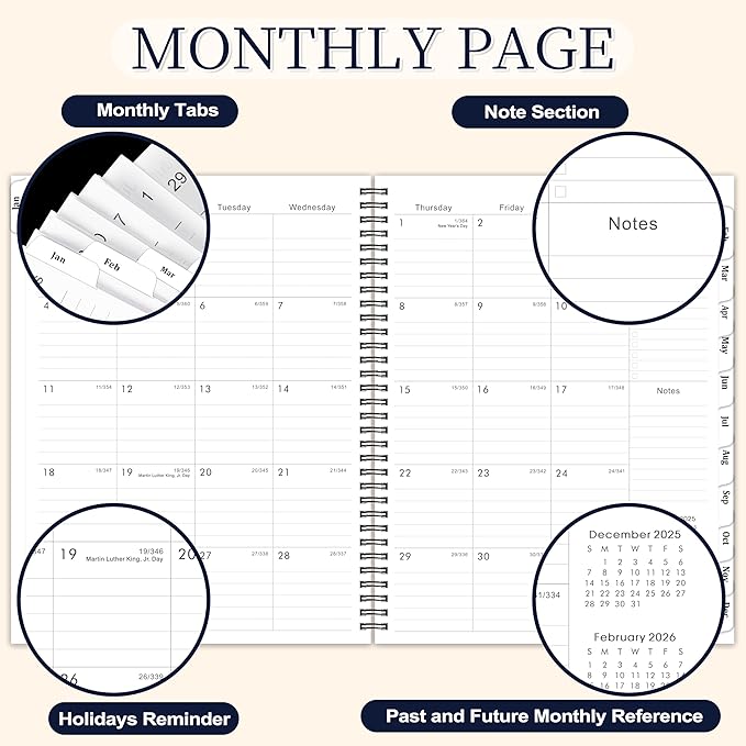 2026 Planner - 9” × 11”, 2026 Weekly and Monthly Planner, from JAN. 2026 to DEC. 2026, Inner Pocket, Premium Paper, Twin-wire Binding, Make Your Life Productive - Black-CubbioJoy