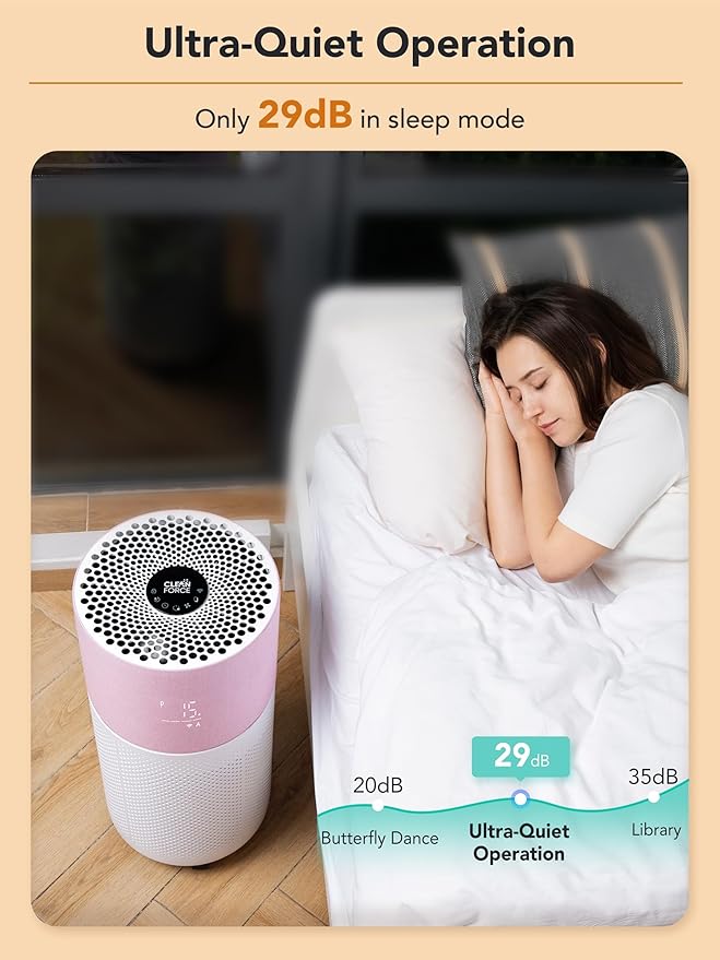 CleanForce Rainbow H13 True HEPA Air Purifier for Home Large Room, Bedroom, up to 2550sqft, Smart App-Control air Quality Monitor, Filters dust Pollen Smoke Odor VOCs-CubbioJoy