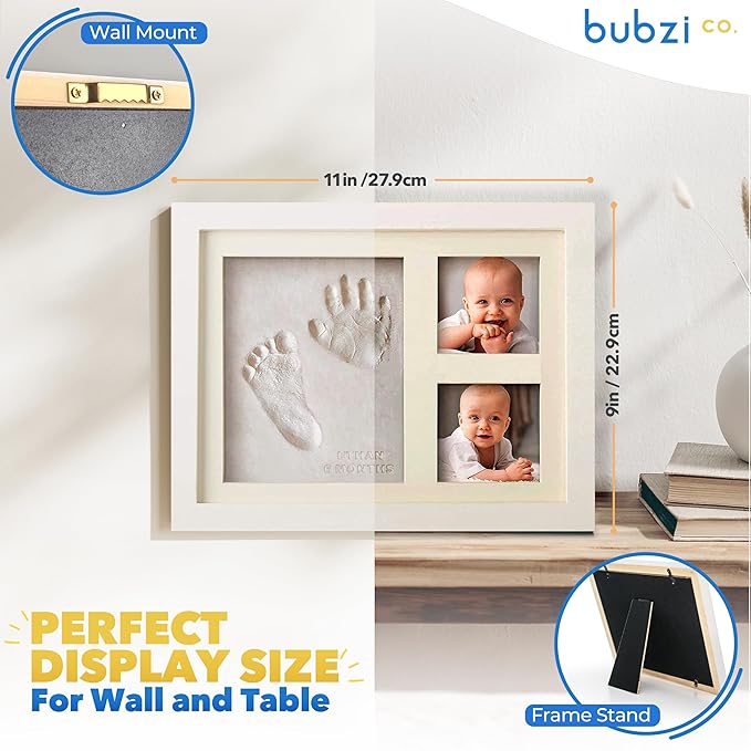 Bubzi Co Baby Footprint Kit, Baby Foot and Hand Print Kit, Baby Keepsake Frame, Nursery Pictures Frames, Hand Print Mold Kit, New Mom Gifts, Baby Newborn Essentials Must Haves, Baby Shower Gifts-CubbioJoy