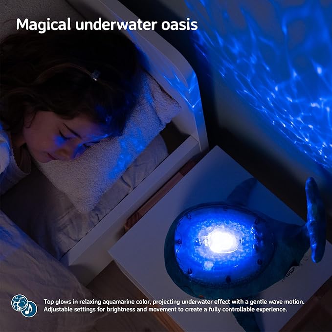 Cloud B Ocean Projector Nightlight with White Noise Soothing Sounds | Adjustable Settings and Auto-Shutoff | Tranquil Whale Family - Blue-CubbioJoy