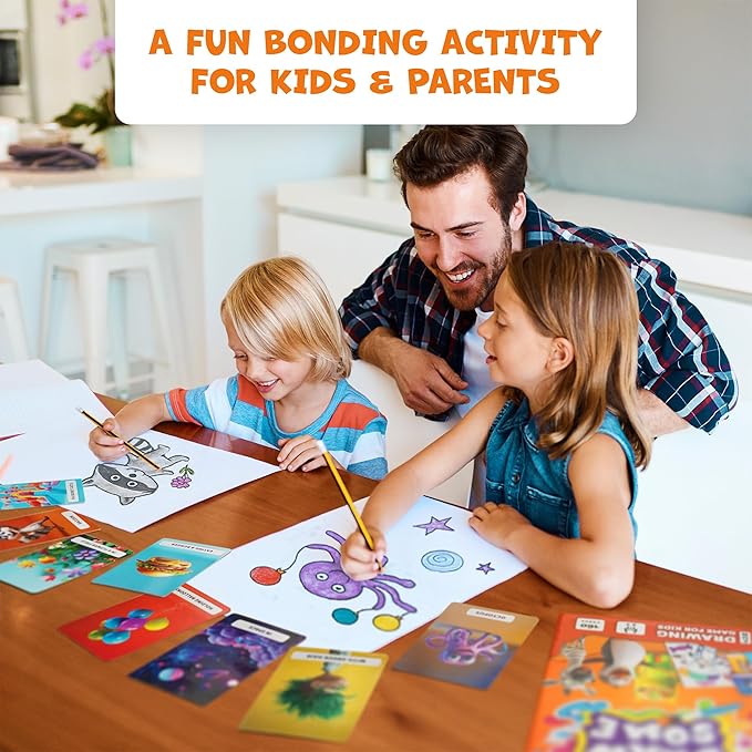 Drawsome Drawing Game for Creative Kids – 160 Prompt Cards with Characters, Actions, Styles & Places to Spark Imagination – Fun Single Player & Family Art Game with Painting Ideas-CubbioJoy