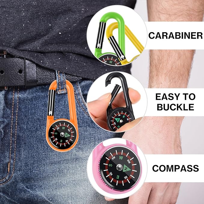 12 Pcs Mini Compass Keychain for Kids Bulk, Small Pocket Magnetic Compass Survival Hiking for Outdoor Survival Camping Party Backpacking Accessory-CubbioJoy