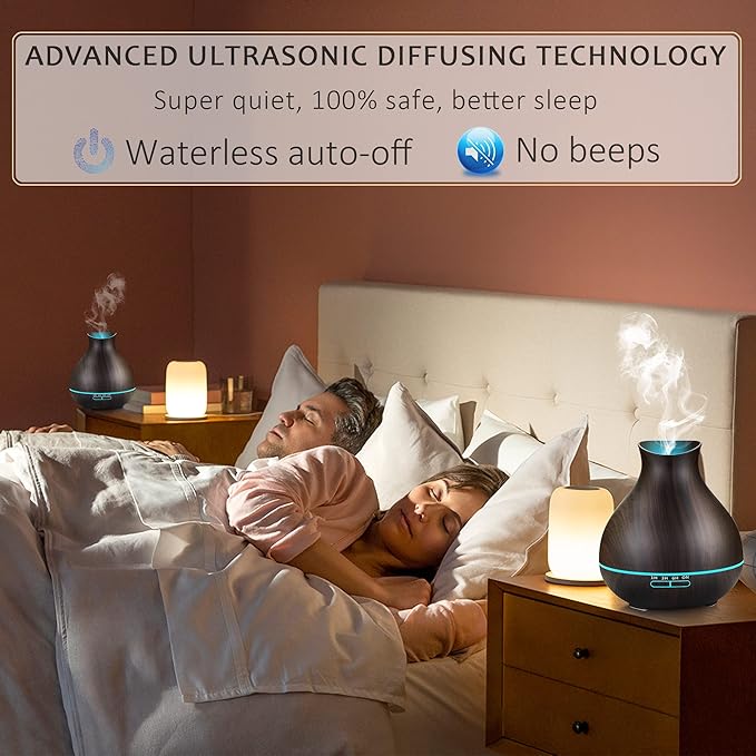 BZseed Aromatherapy Essential Oil Diffusers,2 PCS 550ml High Mist Output Humidifiers for Large Room, Home, Waterless Auto-Off, 7 Color LED Lights Cool Mist Humidifier Ultrasonic Diffusers-CubbioJoy