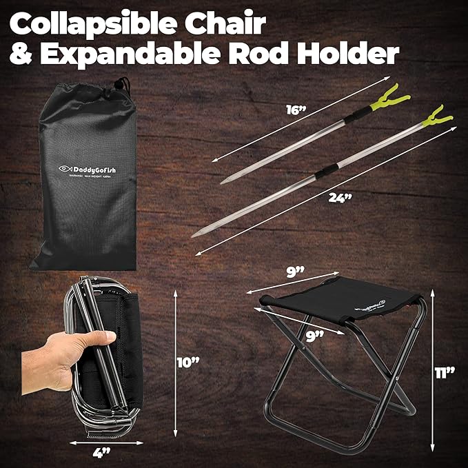 DaddyGoFish Kids Fishing Pole - Rod Reel Combo Tackle Box Starter Set - First Year Small Gear Kit for Boys Girls Toddler Youth Age Beginner Little Children-CubbioJoy