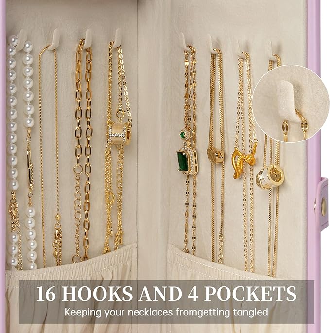 AKOZLIN Jewelry Box Organizer Functional Leather Jewelry Storage Case for Women Girls Ring Necklace Earring Bracelet Holder Organizer with Mirror-CubbioJoy