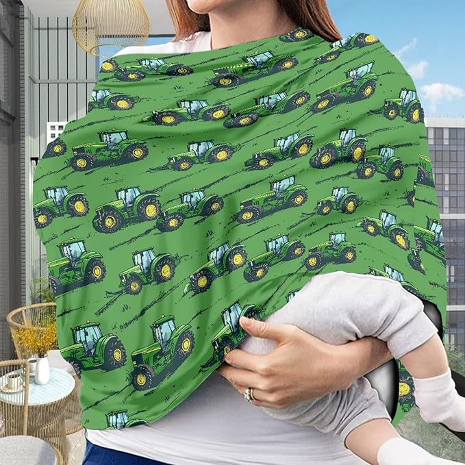 Binienty Baby Car Seat Cover for Boys Girls - Green Truck Multi Use Baby Nursing Scarf, Shopping Car/High Chair/Stroller Portector Decor-CubbioJoy