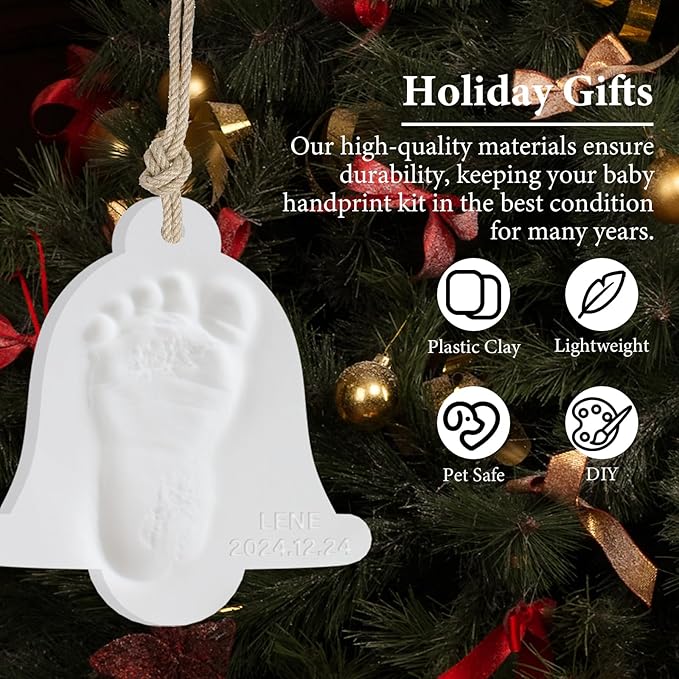 Baby Handprint Footprint Keepsake Ornament Kit, Personalized Baby Foot Printing Kit for Newborn Clay Impression Handmade DIY Imagination to Create-CubbioJoy