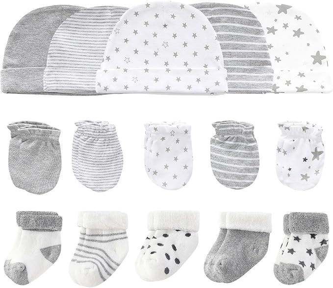 Baby Hats Mittens and Socks Set Cotton Newborn Hat Beanie Soft Infant Girls Boys Caps Gloves 0-6 month-CubbioJoy