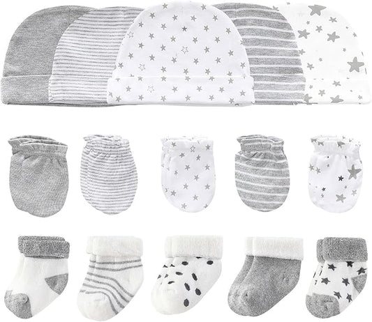 Baby Hats Mittens and Socks Set Cotton Newborn Hat Beanie Soft Infant Girls Boys Caps Gloves 0-6 month-CubbioJoy