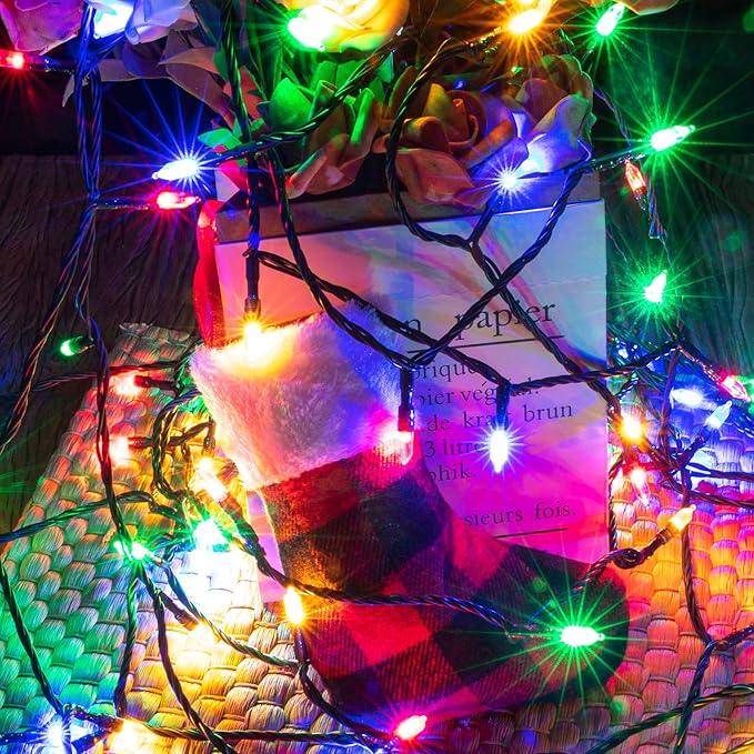 AWQ 108FT 300 LED Fairy String Lights Christmas Fairy String Lights Plug in 8 Modes Extendable for Indoor Outdoor Wedding Birthday Christmas Tree Garden Decor(Multicolor)-CubbioJoy