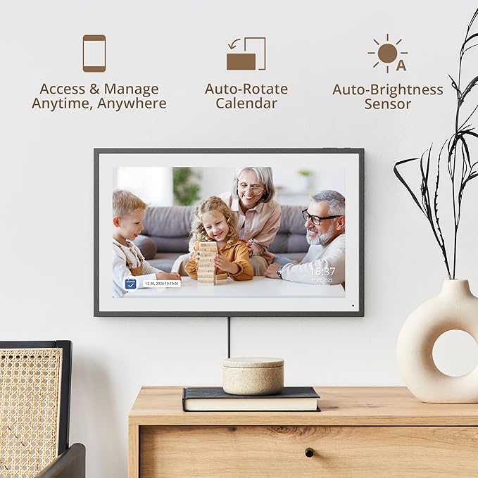 Dragon Touch 15.6" Digital Calendar Chore Chart – 1080P Full HD Interactive Touchscreen, Smart Family Planner, Hearth Display Digital Calendar Wall & Desk Mountable for Seamless Scheduling Black-CubbioJoy