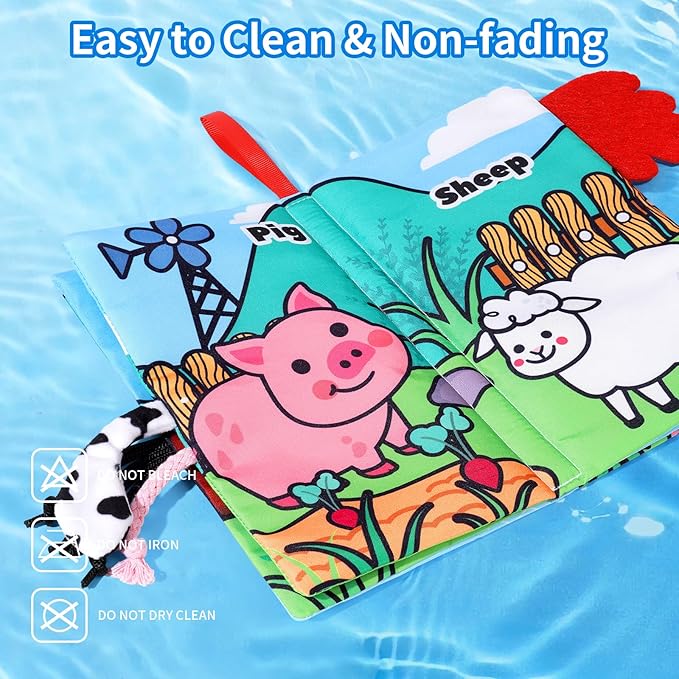 4 Pack Baby Books 0-6 Months, 4PCS Crinkle Books for Babies, Touch and Feel Sensory Books for Babies, Infant Toys 0-6 Months, Soft Fabric Toy Shower Gift, Baby Crinkle Book - 4 Pack Blue-CubbioJoy