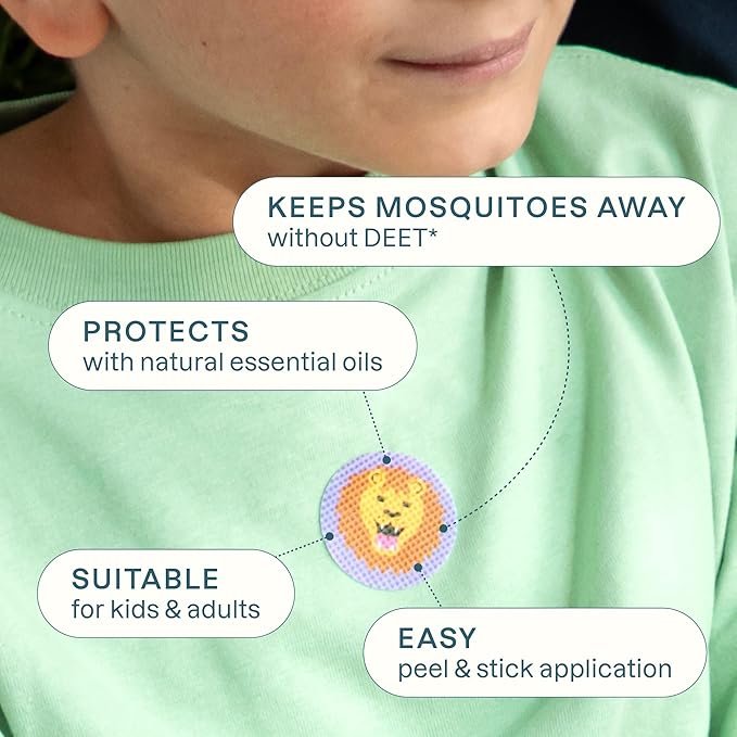 Cliganic Mosquito Repellent Stickers (90 Pack) - Animal Patches for Kids, Natural DEET-Free, Essential Oil Infused-CubbioJoy