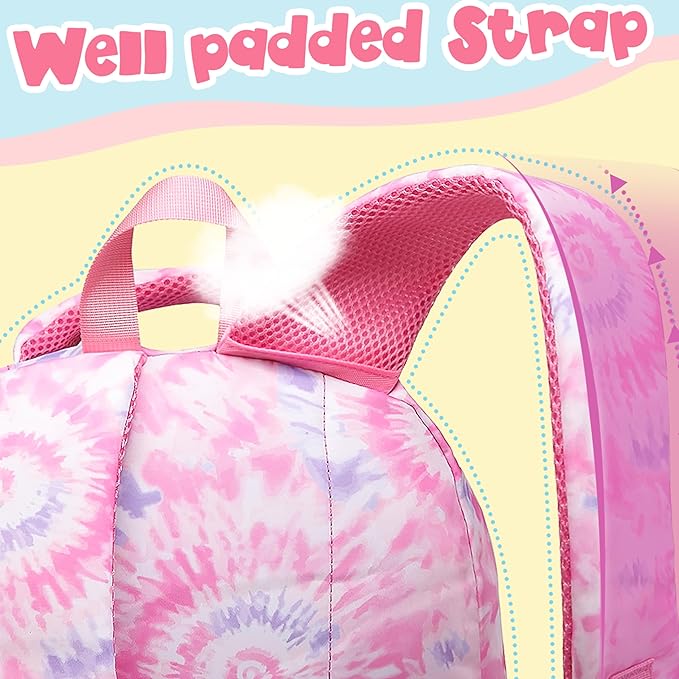 BLUEFAIRY Kids Backpack for Girls Elementary Primary Middle School Bags for Aged 8-10 for Teens Childs Bookbags Back to School Book Bags Gifts Mochilas para Niñas de 6 7 8 9 10 Años Tie-dye Pink-CubbioJoy