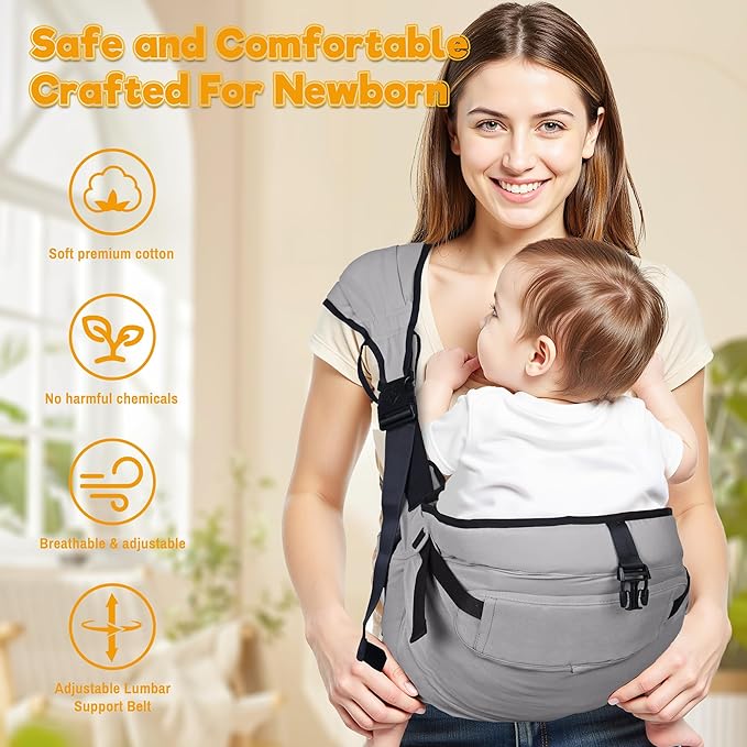 Baby Carrier Newborn to Toddler,Adjustable Baby Sling Carrier,Comfortable and Lightweight Toddler Carrier for 25-60 lbs,Ideal for Shopping Travelling-CubbioJoy