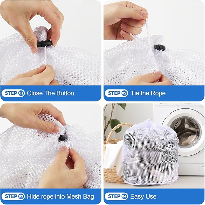 3Pcs Mesh Laundry Bags Washing Machine Mesh Wash Bags Jumbo for Delicates Clothes,Bed Linen,Toys with Drawstring Closure Sturdy(3 XXLarge 28 x 26 Inches)-CubbioJoy