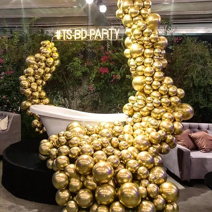 140pcs Gold Balloon Arch Kit, Gold Balloons of Different Sizes Pack of 18 12 10 5 Inch Party Balloon Kit for Birthday Party or Balloon Arch as Graduation Wedding Baby Shower Party Decorations-CubbioJoy