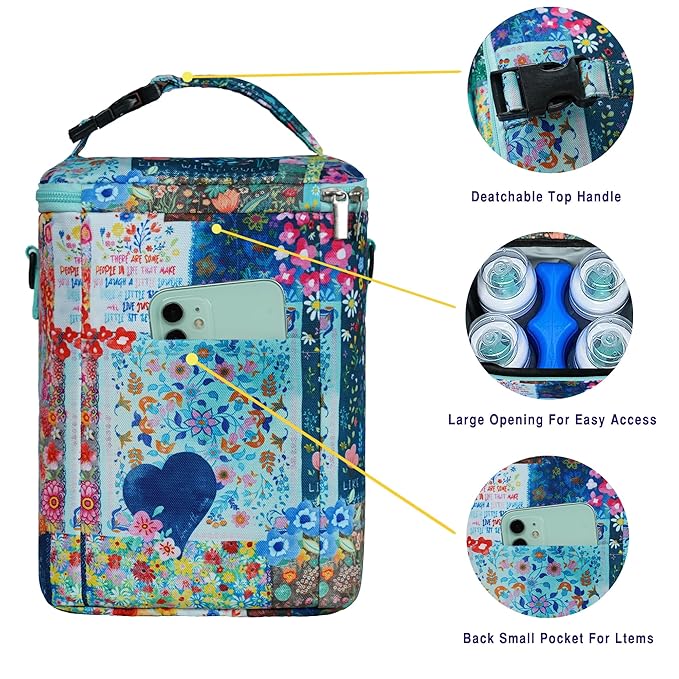 Breastmilk Cooler Bag with Ice Pack Fits 4 Baby Bottles Up to 9 Ounce Insulated Baby Bottle Bag Breast Milk Cooler on The Go with Strap Baby Bottle Cooler Bag for Nursing Mom Daycare or Travel-CubbioJoy